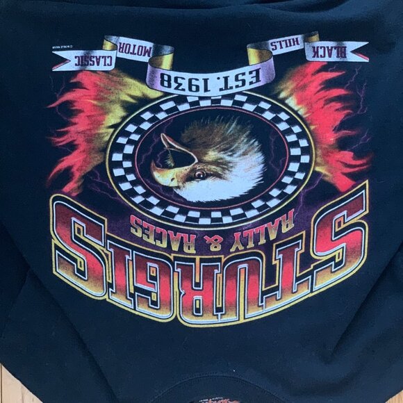 Vintage 90s Y2K Sturgis Rally & Races Eagle Racing Tee Tshirt Men's Large Black - Picture 2 of 6